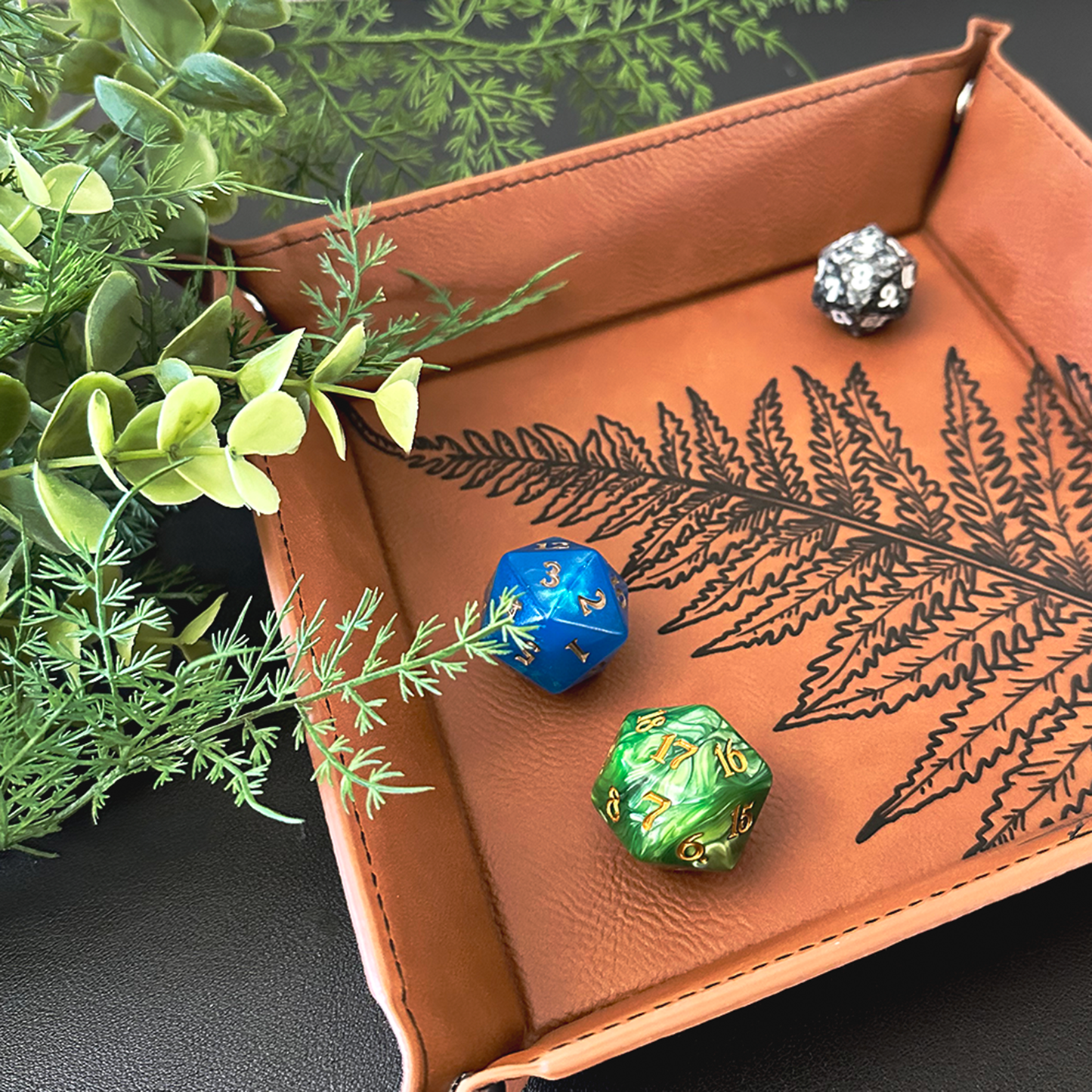 Vintage Fern | Dice Tray | Valet Tray | Key Tray | Vegan Leather