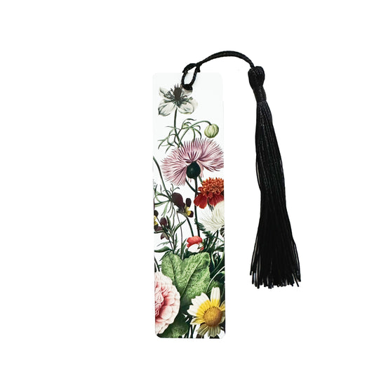 Wildflowers Pink | Metal Bookmark w/ Black Tassel